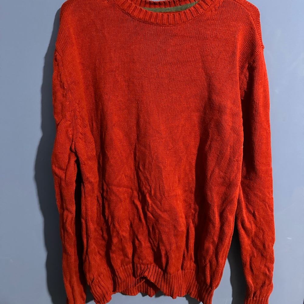 Classic Red Men's Sweater St. john’s Bay Medium 100 Cotton Holiday Winter